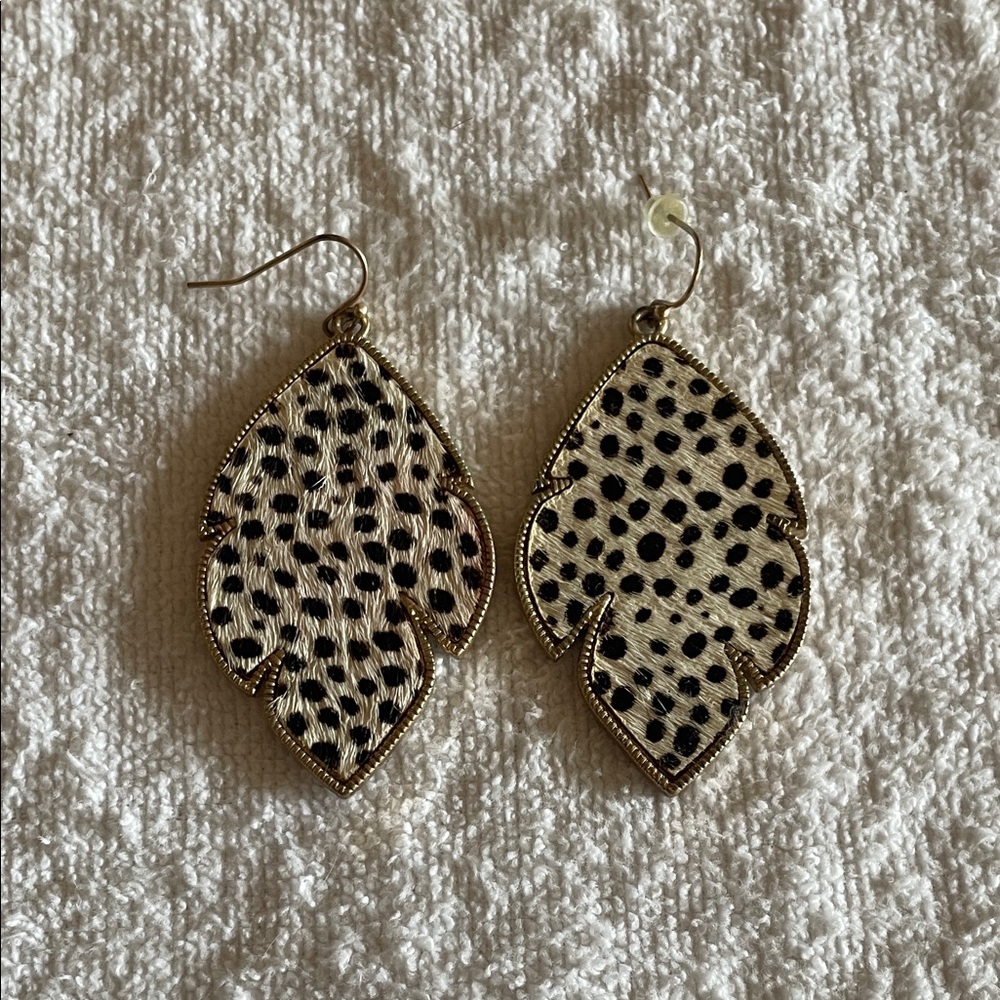 Leopard Print Leaf Earrings
